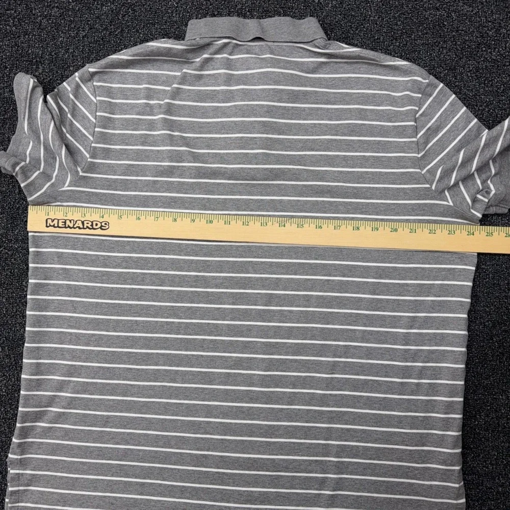 Polo Ralph Lauren Polo Shirt Mens XL Grey White Striped Pima‎ Soft Touch Golf